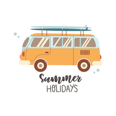 Summer card  with holiday elements and calligraphy quotes. Positive phrases for stickers, postcards or posters. Hello summer quotes.