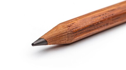 Closeup cropped a wooden brown pencil on white background. AI generated image