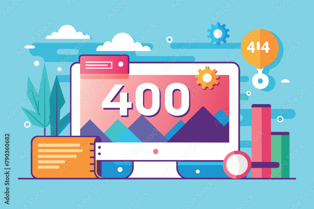 Poster a computer screen displaying the number 4,000 in a simple and minimalist design, 404 error, simple a