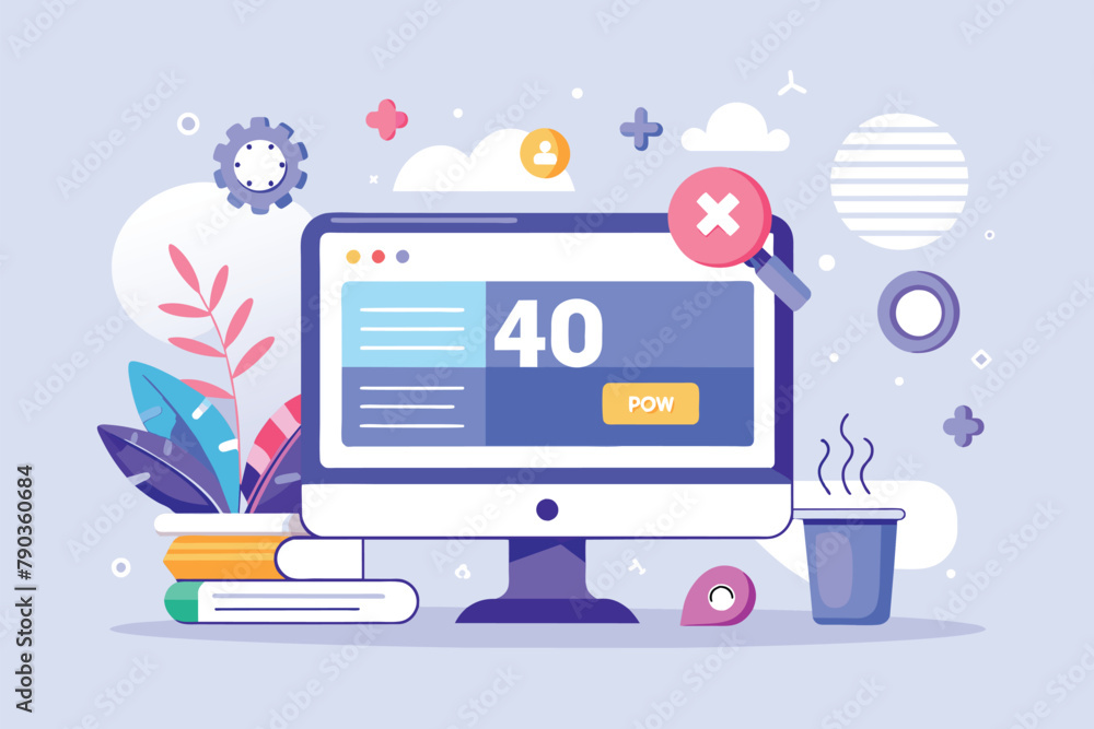 Poster computer screen with repeated number forty displayed. error page design concept, 404 error page desi
