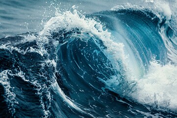 Powerful ocean wave crashing against the shore 