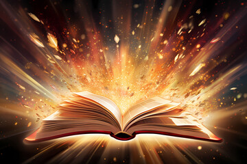 magic book with magic lights.open book with light, Concept of Love and Valentine's Day, Love card  