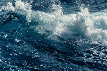 Powerful ocean wave crashing against the shore 