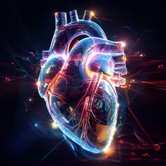 Abstract Holographic Technology Heart Attack