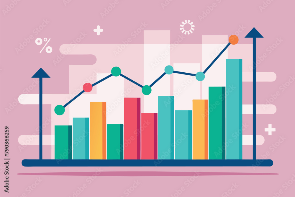 Poster a bar chart displaying data with arrows pointing both upwards and downwards, showcasing changing tre