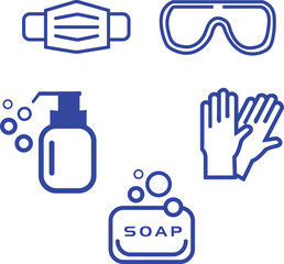 COVID-19 prevention Personal protective equipment icons, medical icons