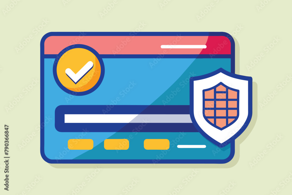 Poster a computer screen displaying a shield symbol and a check mark, symbolizing security verification or 