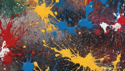 Fototapeta na wymiar Chaotic splatters of paint evoking a sense of spon upscaled 3
