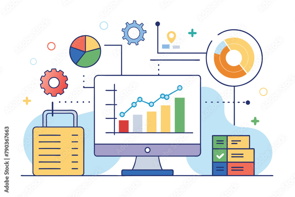  a computer screen displaying a chart for business data analysis with a simple and minimal design, bu