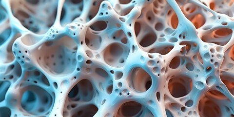 Microscopic view bone tissue, structure, closeup - obrazy, fototapety, plakaty