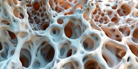 Microscopic view bone tissue, structure, closeup - obrazy, fototapety, plakaty