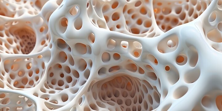 Microscopic view bone tissue, structure, closeup