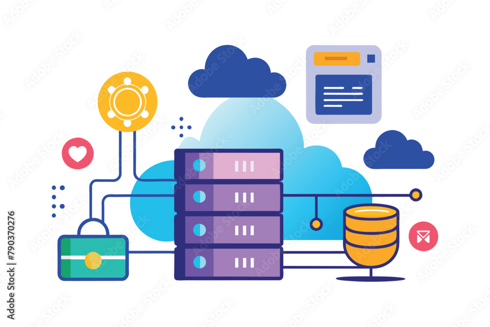 Poster a stack of data with a cloud in the background, symbolizing cloud storage and data security, cloud s