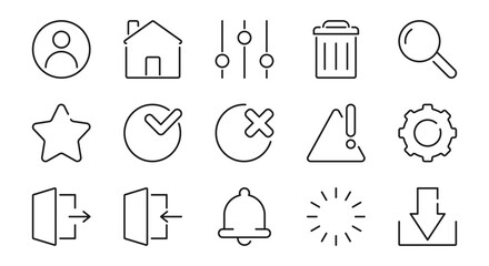 User interface, ui, internet, worldwide, www, website,  computer line icons. Network sign, symbol. Isolated on a white background. Pixel perfect. Editable stroke. 64x64.