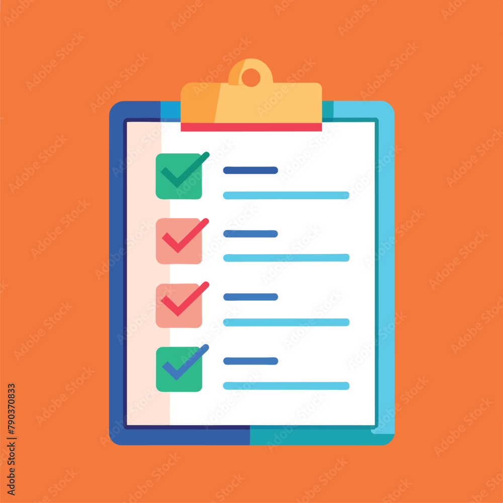 Poster a simple and minimalist clipboard with a checklist, computer data checklist, simple and minimalist f