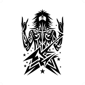 recommend clip art: rockstars in modern tribal tattoo, abstract line art of people, minimalist contour. Vector