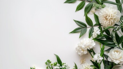 A white and green flowers are arranged on a table, AI - Powered by Adobe