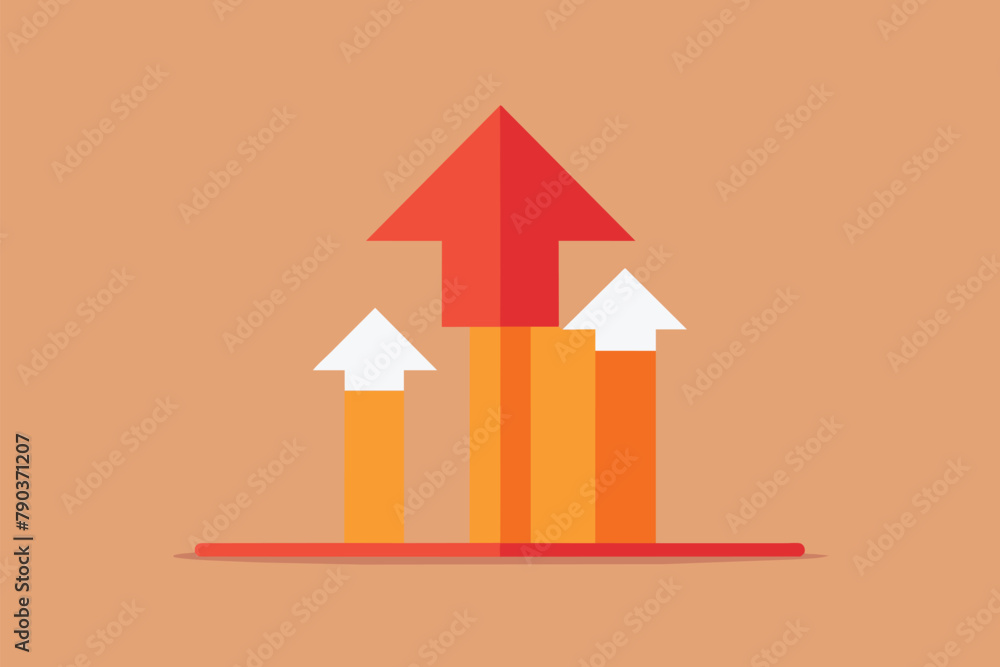 Poster a red arrow pointing upwards on top of a chart, symbolizing growth and progress, concept upload spee