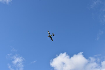Plane flying through the sky