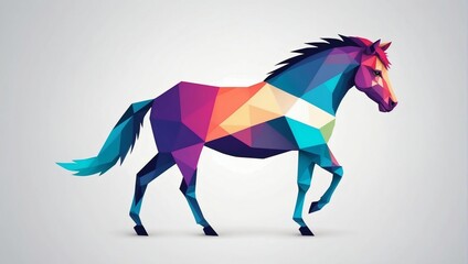 Horse animal abstract illustration minimalistic geometric background.