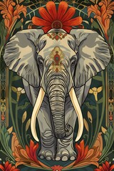 Gallant elephant art nouveau