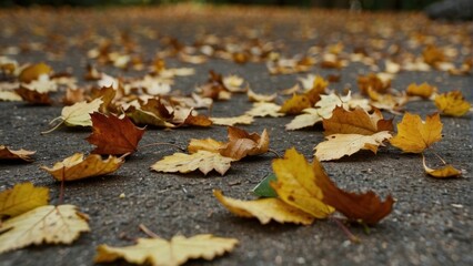 Scattered Autumn Leaves Covering the Ground