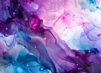 Abstract fluid art background with blue, purple and pink colors Alcohol ink texture Modern art...