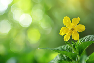 Yellow flower with soft bokeh green background