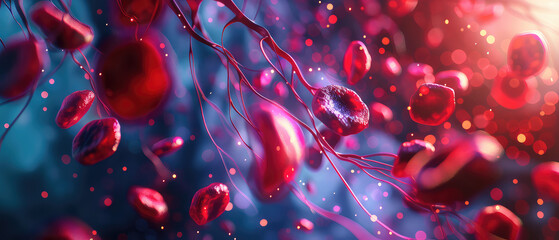 Vivid 3D rendering of red blood cells