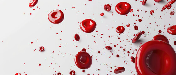 Abstract red paint splashes and droplets