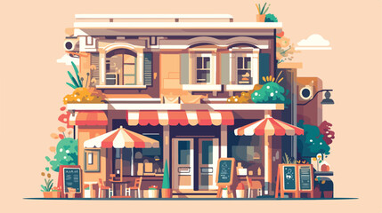 Cafe facade on street vector color icon design Reta