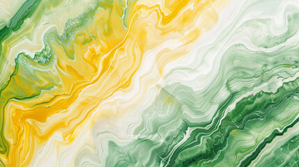 Fototapeta na wymiar Vibrant brushstrokes dance upon marble's smooth expanse, weaving a tapestry of lime and olive that captivates the senses. 