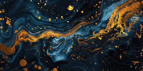 Abstract golden swirls on dark liquid art