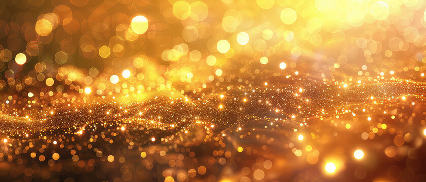 Fototapeta Shimmering golden bokeh light effect backdrop