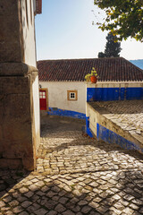 Medieval Street in Obidos, Portugal.