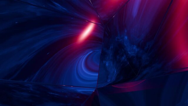 Endless nebula mirror tunnel, seamless 3d animation