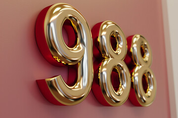 Number 988 in 3d style  - obrazy, fototapety, plakaty