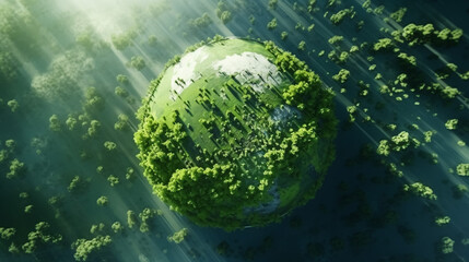 Obraz na płótnie Canvas Green natural forest aerial view. Environment concept. 
