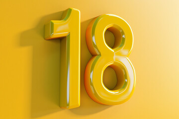 Number 18 in 3d style  - obrazy, fototapety, plakaty