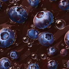 Seamless chocolate with fresh sweet blueberries