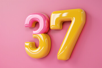 Number 37 in 3d style  - obrazy, fototapety, plakaty