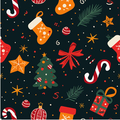 Vector of seamless pattern with christmas festival