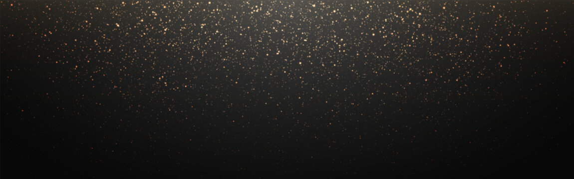 Glitter gold background. Shining particles for award ceremony template. Elegant falling dust. Luxury gold sparks with light effect. Magic confetti rain. Vector illustration.