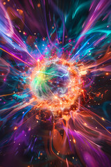 Cosmic Energy: A Vibrant Illustration of Plasma Physics & Galactic Experiments - obrazy, fototapety, plakaty