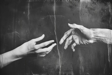 two hands reach out to each other