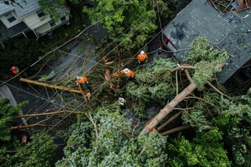 Cleanup Crew Removing Storm Debris from Residential Streets