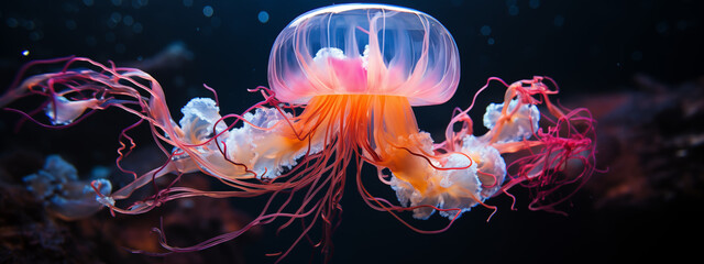 Ethereal Jellyfish Undulating in the Ocean Depths