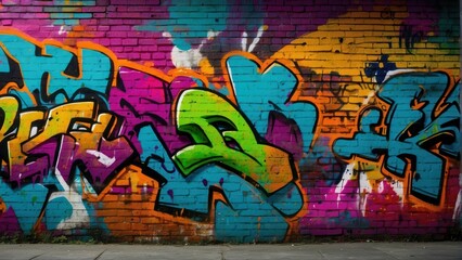 Vibrant Urban Graffiti Art on Brick Wall