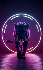 A Panther with neon effect