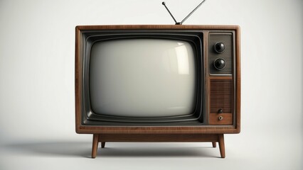 Vintage Television with Blank Screen Isolated